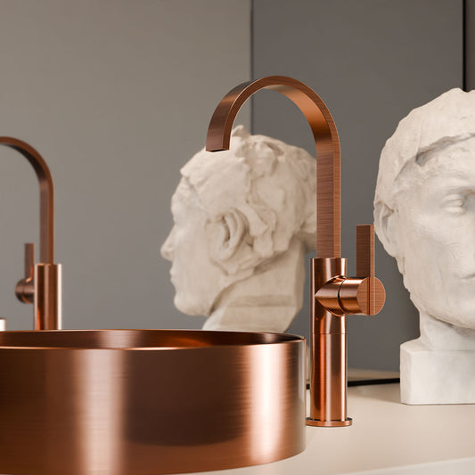 Treos Waschtischarmatur | erhöhter Armaturenkörper | Brushed Copper