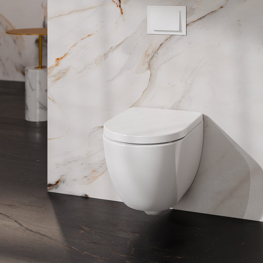 Treos Set - Wand-Tiefspül-WC inkl. WC-Sitz - 48cm - Serie 810 - spülrandlos - weiss