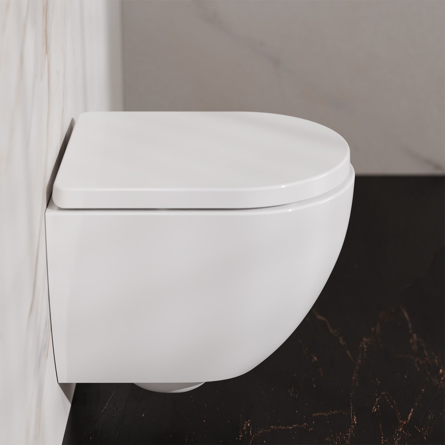 Treos Set - Wand-Tiefspül-WC inkl. WC-Sitz - 48cm - Serie 810 - spülrandlos - weiss