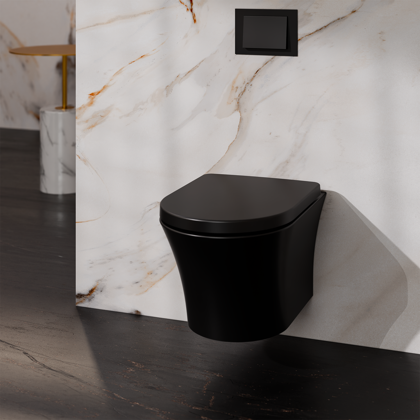 Treos Set - Wand-Tiefspül-WC inkl. WC-Sitz - 48.5cm - Serie 810 - spülrandlos - schwarz