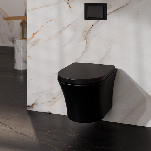 Treos Set - Wand-Tiefspül-WC inkl. WC-Sitz - 48.5cm - Serie 810 - spülrandlos - schwarz