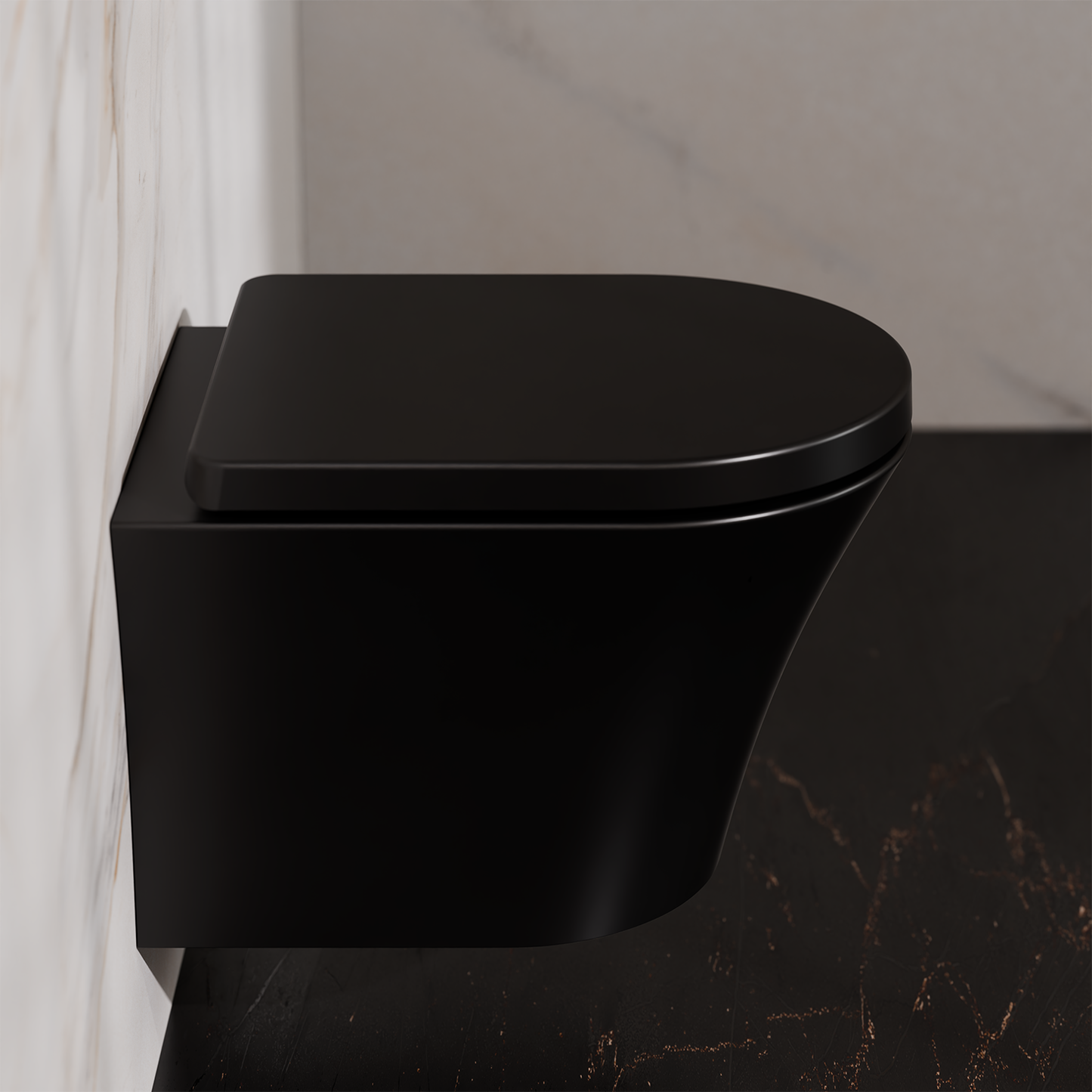 Treos Set - Wand-Tiefspül-WC inkl. WC-Sitz - 48.5cm - Serie 810 - spülrandlos - schwarz