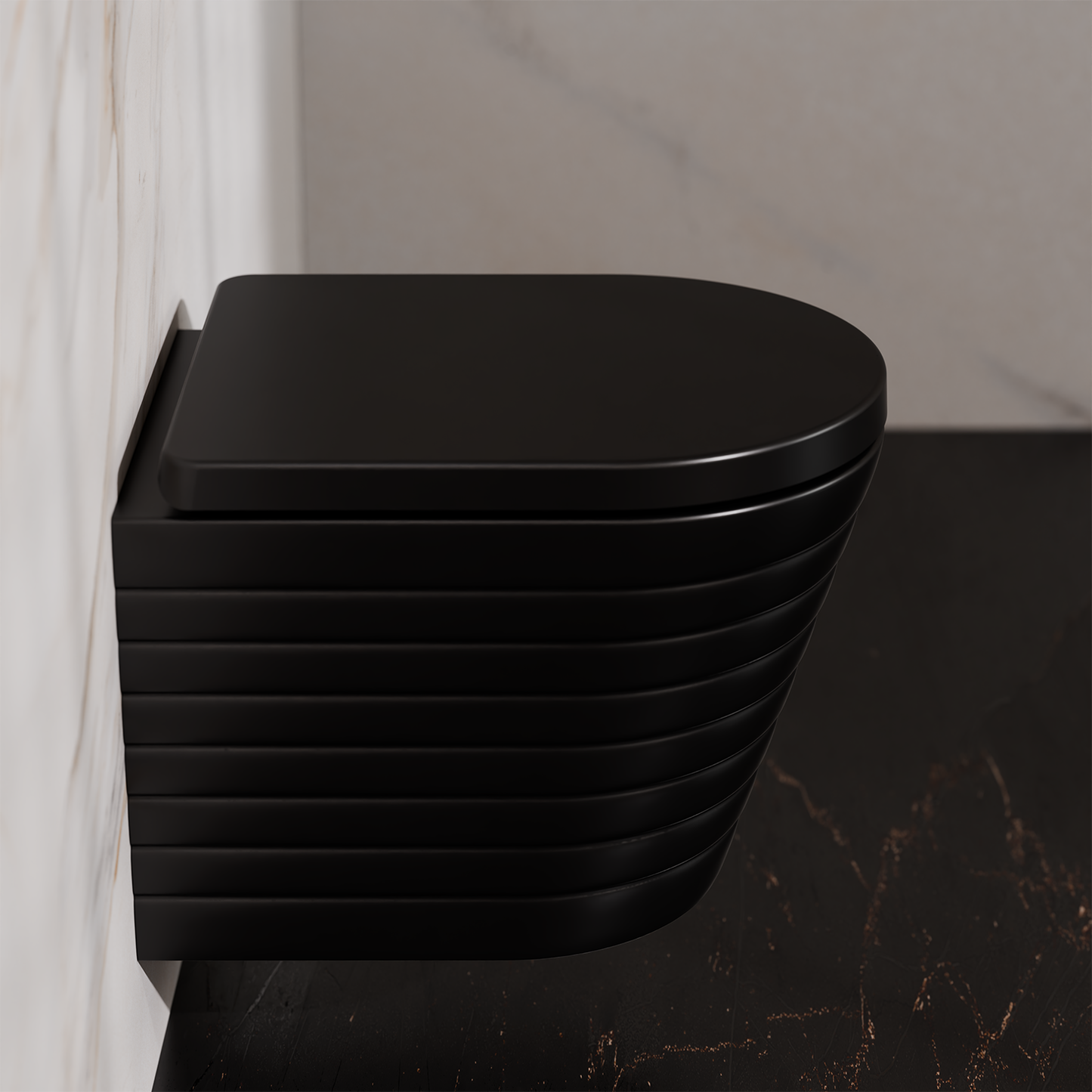 Treos Set - Wand-Tiefspül-WC inkl. WC-Sitz - 49cm - Serie 810 - spülrandlos - schwarz