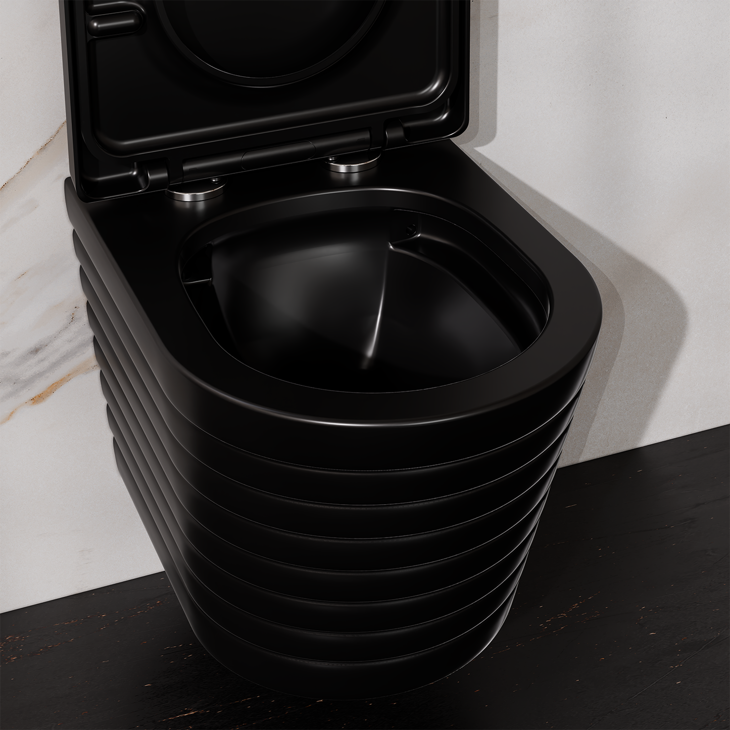 Treos Set - Wand-Tiefspül-WC inkl. WC-Sitz - 49cm - Serie 810 - spülrandlos - schwarz