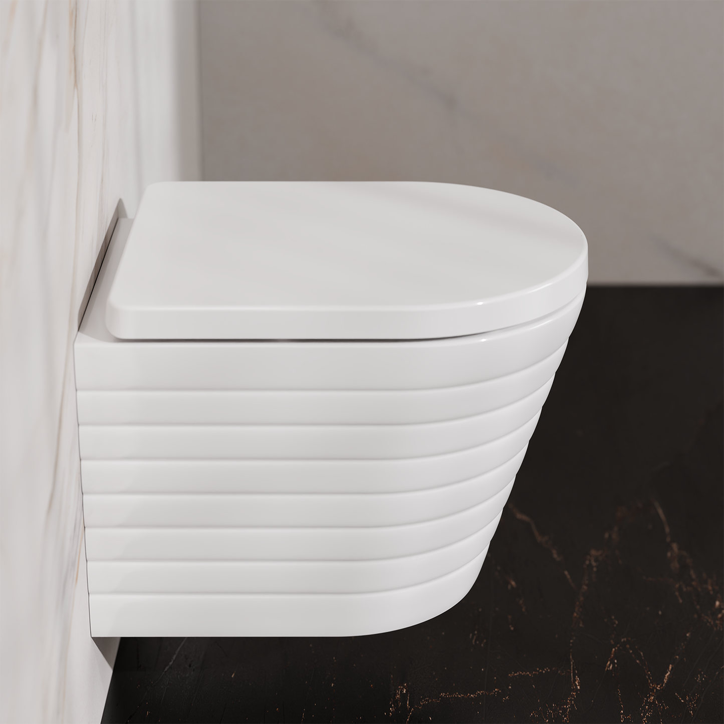 Treos Set - Wand-Tiefspül-WC inkl. WC-Sitz - 49cm - Serie 810 - spülrandlos - weiss