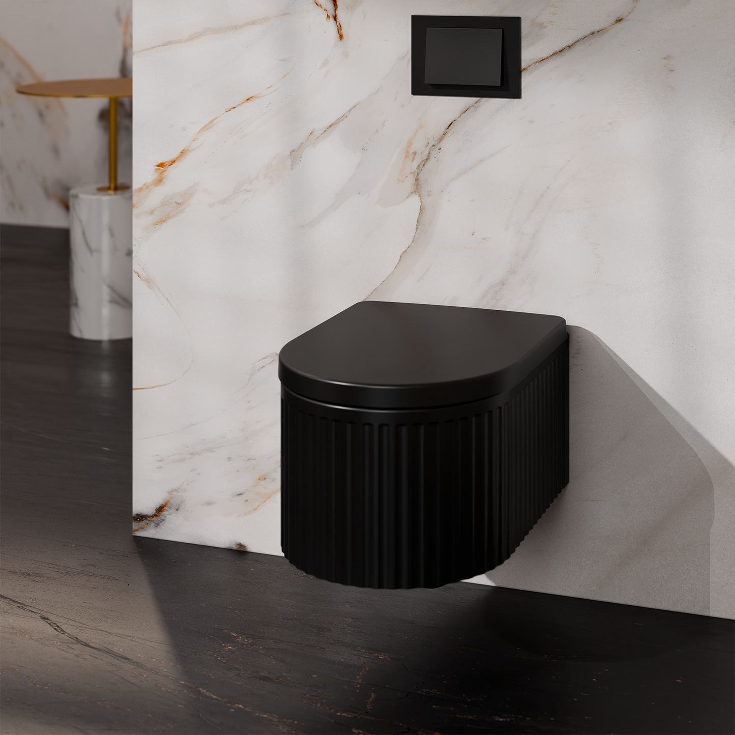 Treos Set - Wand-Tiefspül-WC inkl. WC-Sitz - 49cm - Serie 810 - spülrandlos - schwarz