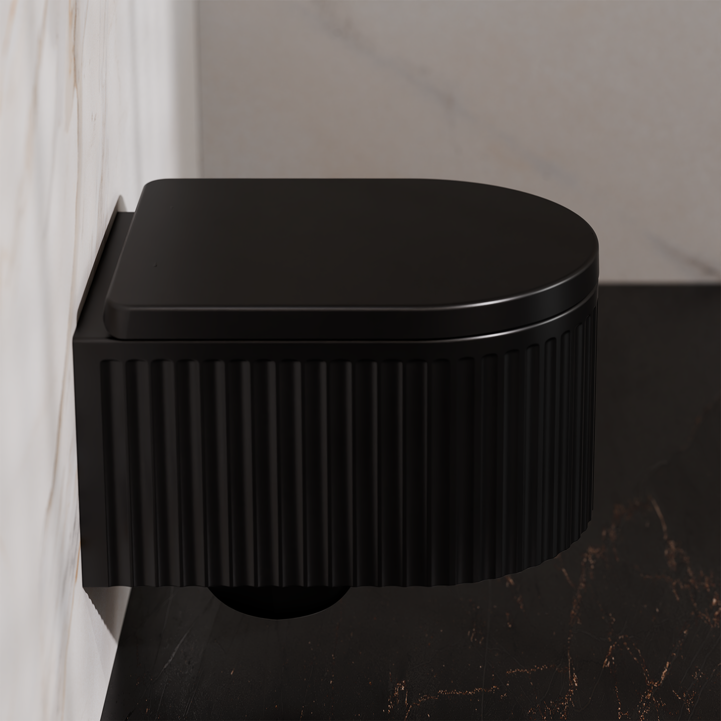 Treos Set - Wand-Tiefspül-WC inkl. WC-Sitz - 49cm - Serie 810 - spülrandlos - schwarz