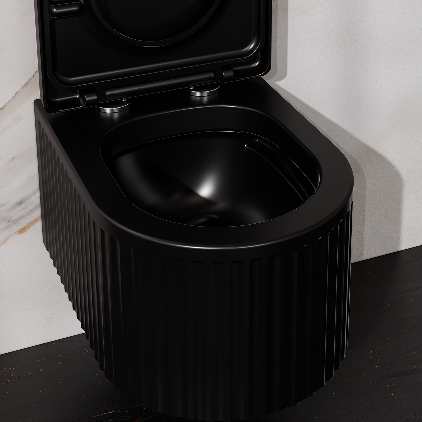 Treos Set - Wand-Tiefspül-WC inkl. WC-Sitz - 49cm - Serie 810 - spülrandlos - schwarz