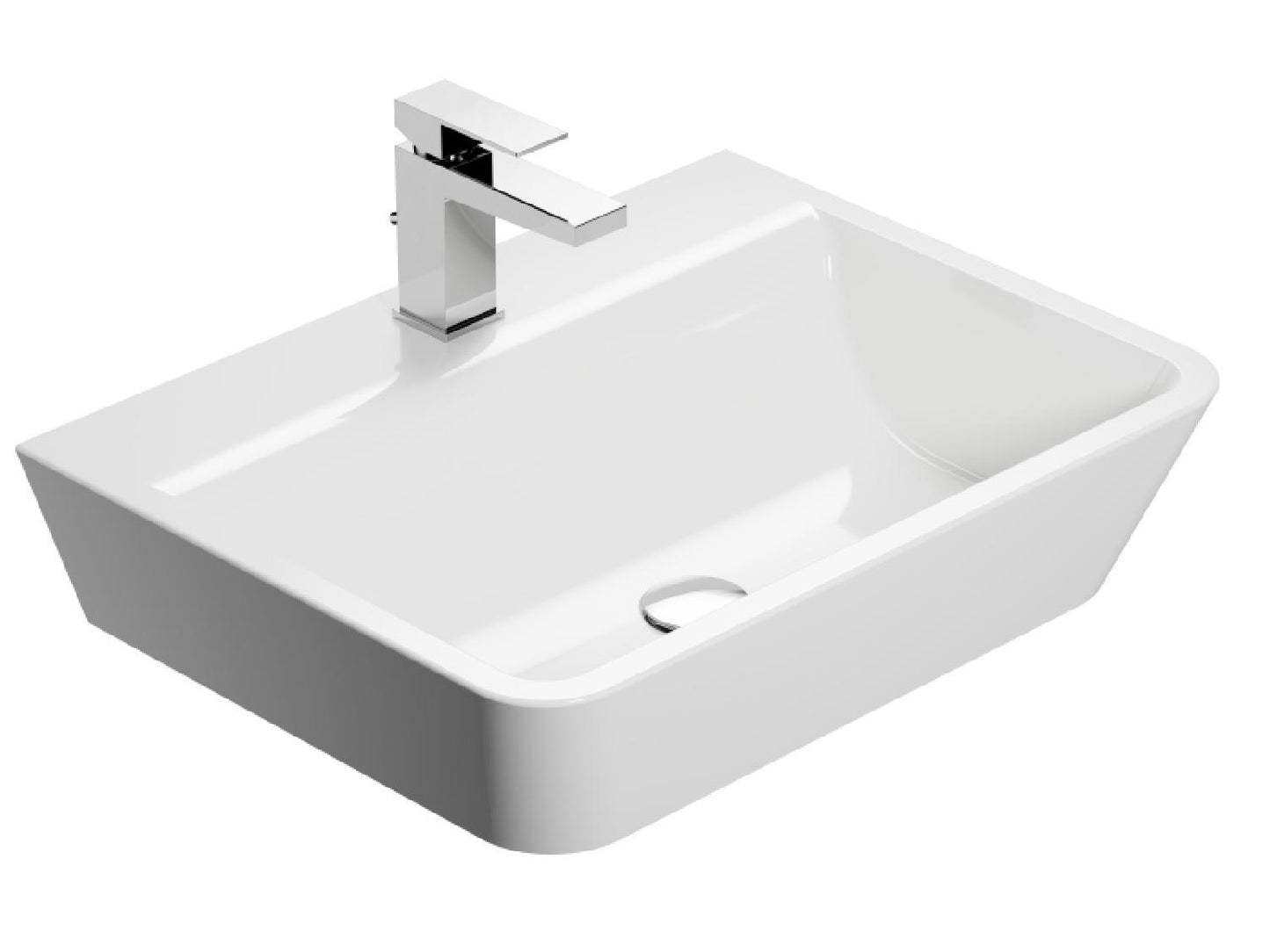 Treos Mineralguss Waschbecken mit Hahnloch