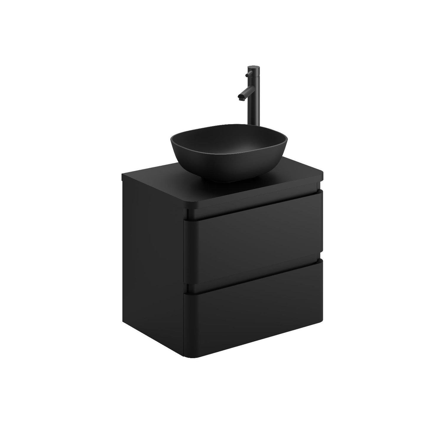 Treos Badmöbel Black - Konsolenplatte - Unterschrank - Aufsatzbecken