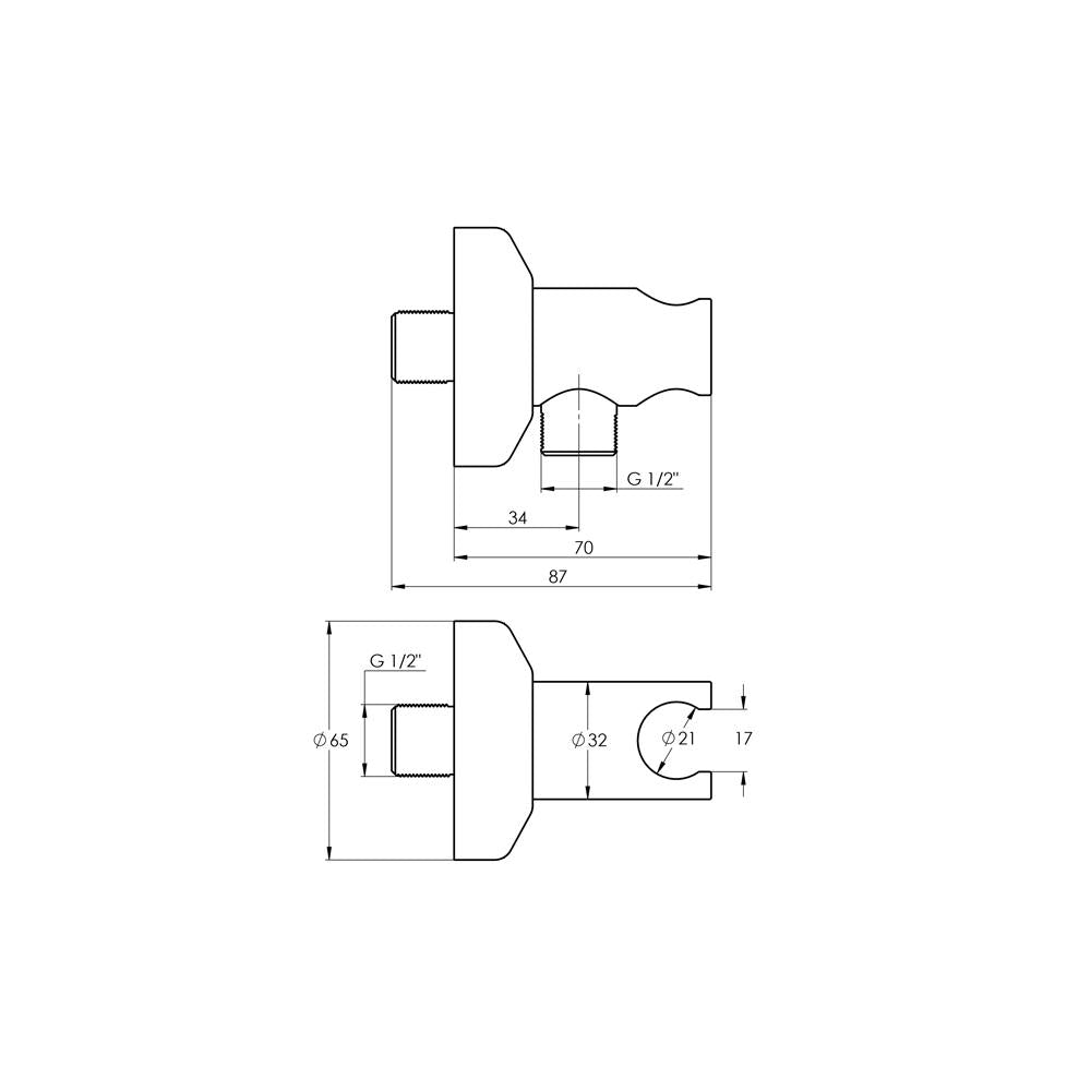 Treos Brausewandhalter mit Brauseanschlussbogen